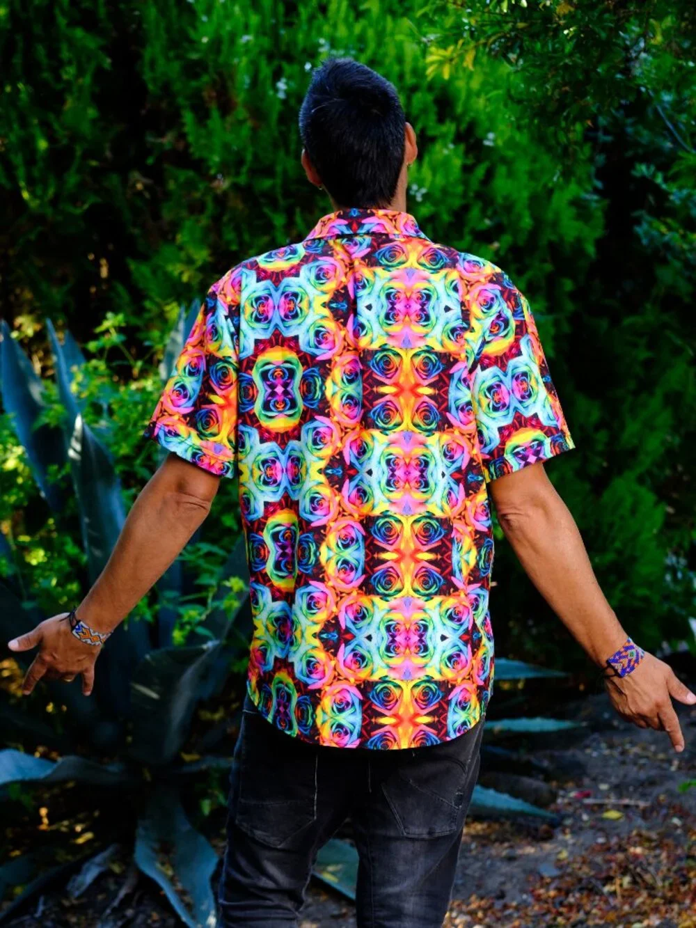 Tie Dye Roses Button Down Shirt - Picture 4 of 4